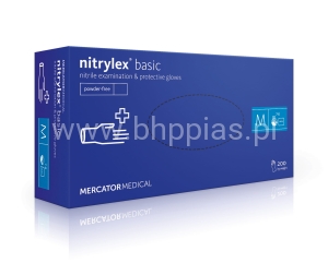 NITRYLEX BASIC BLUE BEZPUDROWE RĘKAWICE NITRYLOWE 200 SZT. XS 