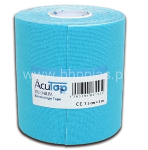 SZEROKA ROLKA - ACUTOP PREMIUM KINESIOLOGY TAPE 7cmx5m - KINESIO NIEBIESKI + INSTRUKCJA 