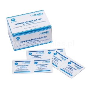 GAZIKI UROMED NASĄCZONE ALKOHOLEM IOPROPYLOWYM 70% 6x6cm