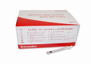 STRZYKAWKA TRZYCZĘŚCIOWA LUER LOCK, BIOMEDICO 1ml LDS, opak. 100szt