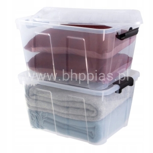 SKRZYNIA Z POKRYWĄ POJEMNIK 30L PLASTIKOWY SZARY