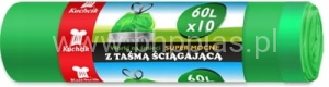 WORKI NA ŚMIECI 60L a'10 ZIELONE Z TAŚMĄ