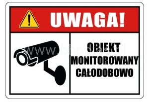 NAKLEJKA OBIEKT MONITOROWANY CAŁODOBOWO A4