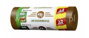 WORKI NA ŚMIECI 60L a'10 BRĄZOWE Z TAŚMĄ 