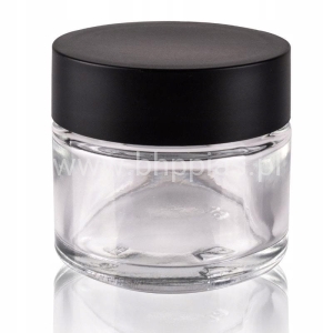 Słoik szklany bezbarwny 50ml z nakrętką czarną