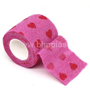SAMOPRZYLEPNY BANDAŻ ELASTYCZNY 5cmx4,5m RÓŻOWY W SERCA 1szt.