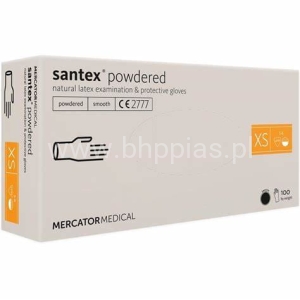 RĘKAWICE LATEKSOWE SANTEX® POWDERED XS 100szt. – rękawice lateksowe pudrowane