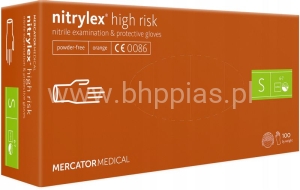 RĘKAWICZKI NITRYLOWE HIGH RISK POMARAŃCZOWE S