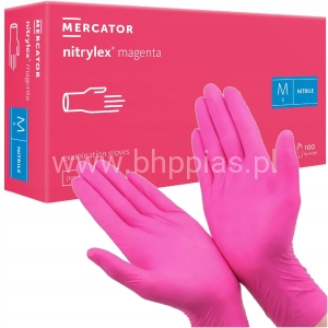 RĘKAWICZKI NITRYLOWE MAGENTA CIEMNY RÓŻ XS 100szt MERCATOR MEDICAL 