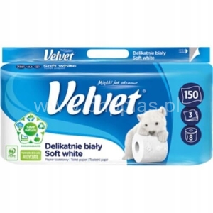 VELVET DELIKATNIE BIAŁY PAPIER TOALETOWY 8SZT.