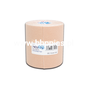 SZEROKA ROLKA - ACUTOP PREMIUM KINESIOLOGY TAPE 7cmx5m - KINESIO BEŻOWY + INSTRUKCJA 