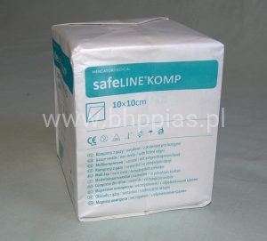 KOMPRESY GAZOWE NIEJAŁOWE 10x10 SAFELINE (10cmx10cmx100szt.) 13N, 8W 